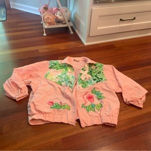 Vintage Pink floral embroidered 80s 90s jacket XL